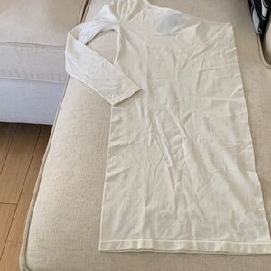 Bebe Cream One Shoulder Long Sleeve Dress